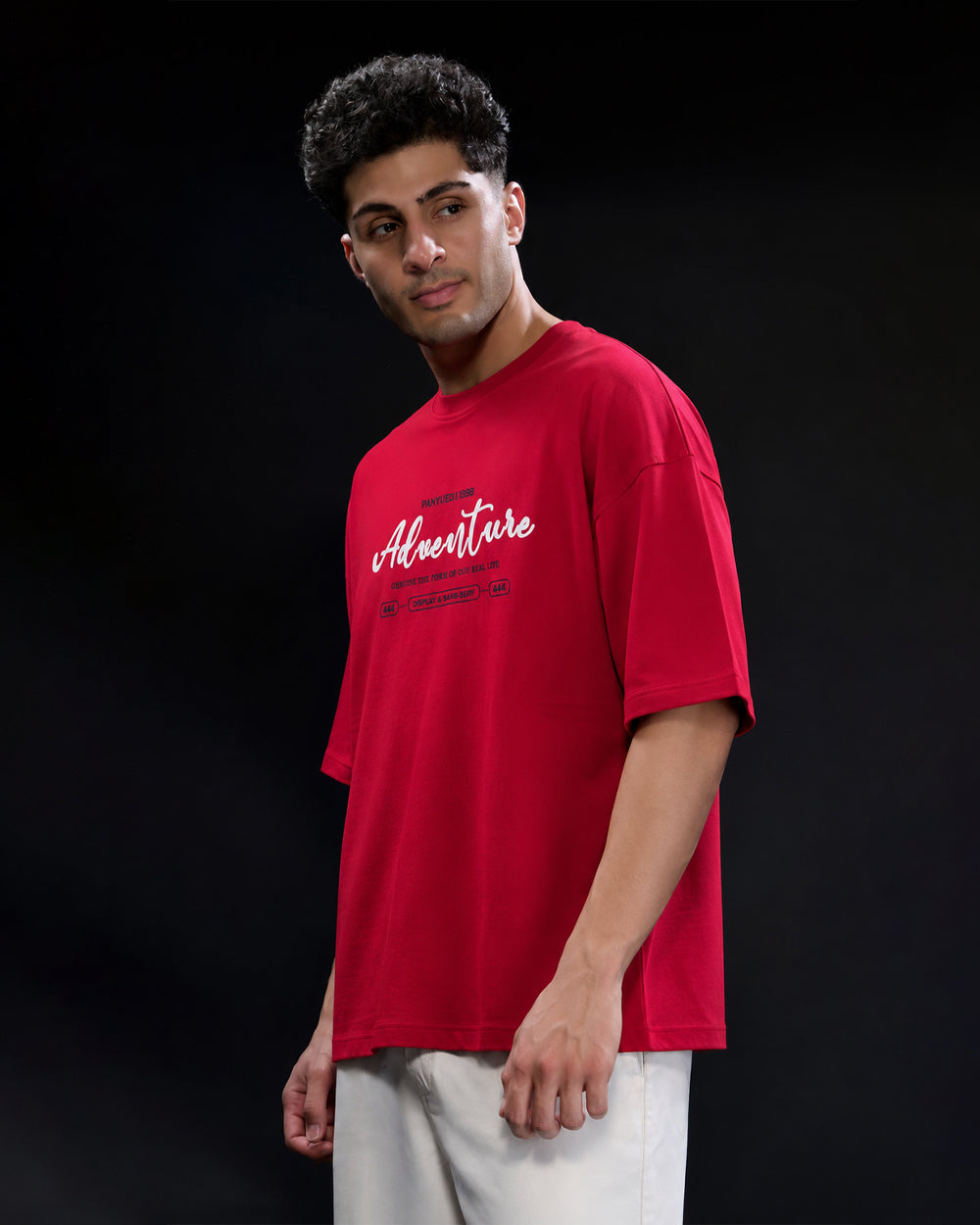Men's Adventure Graphic Oversized T-Shirt – Red