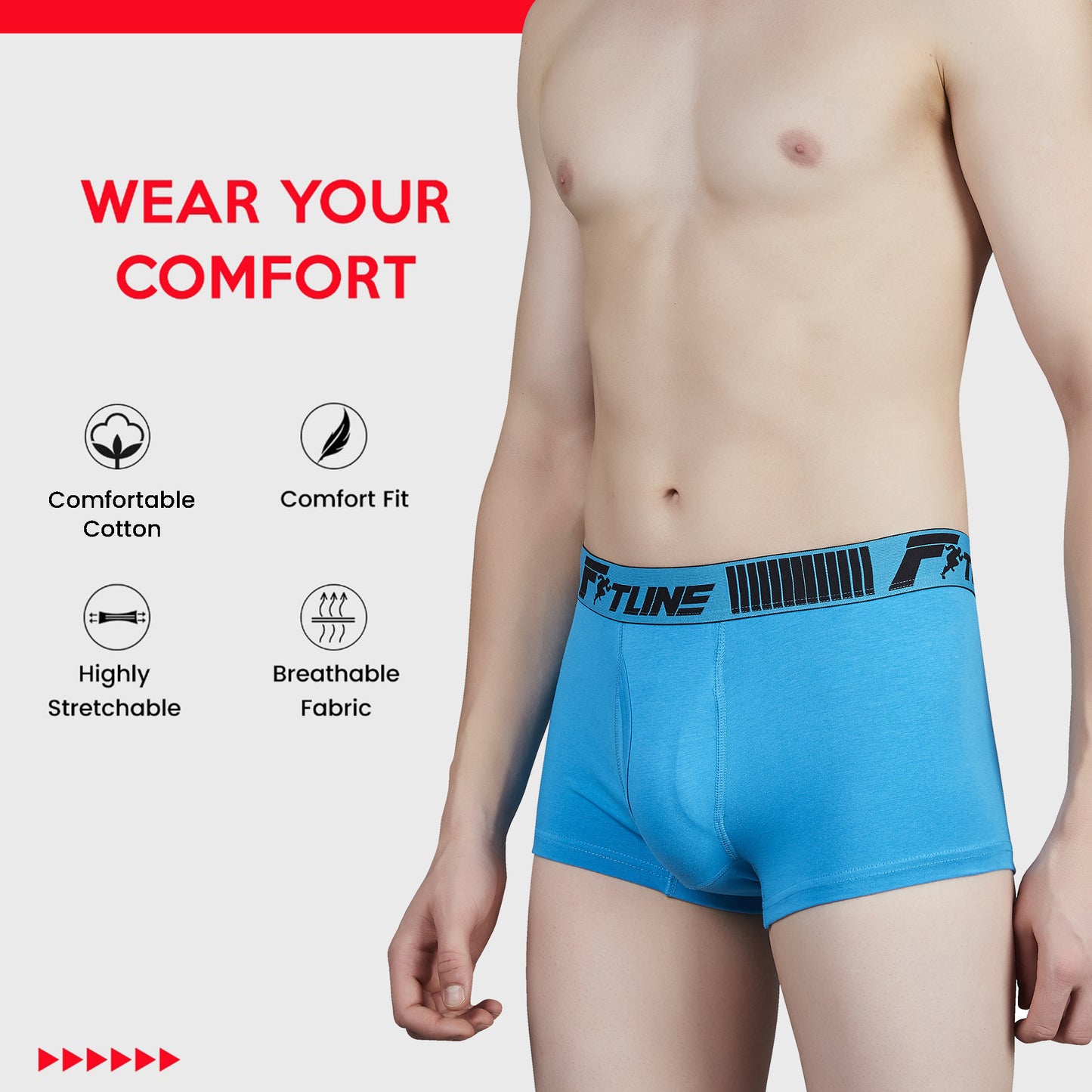 Shera Men's Cotton Lycra Trunks with Airflow Fabric, FitCraft Sizing