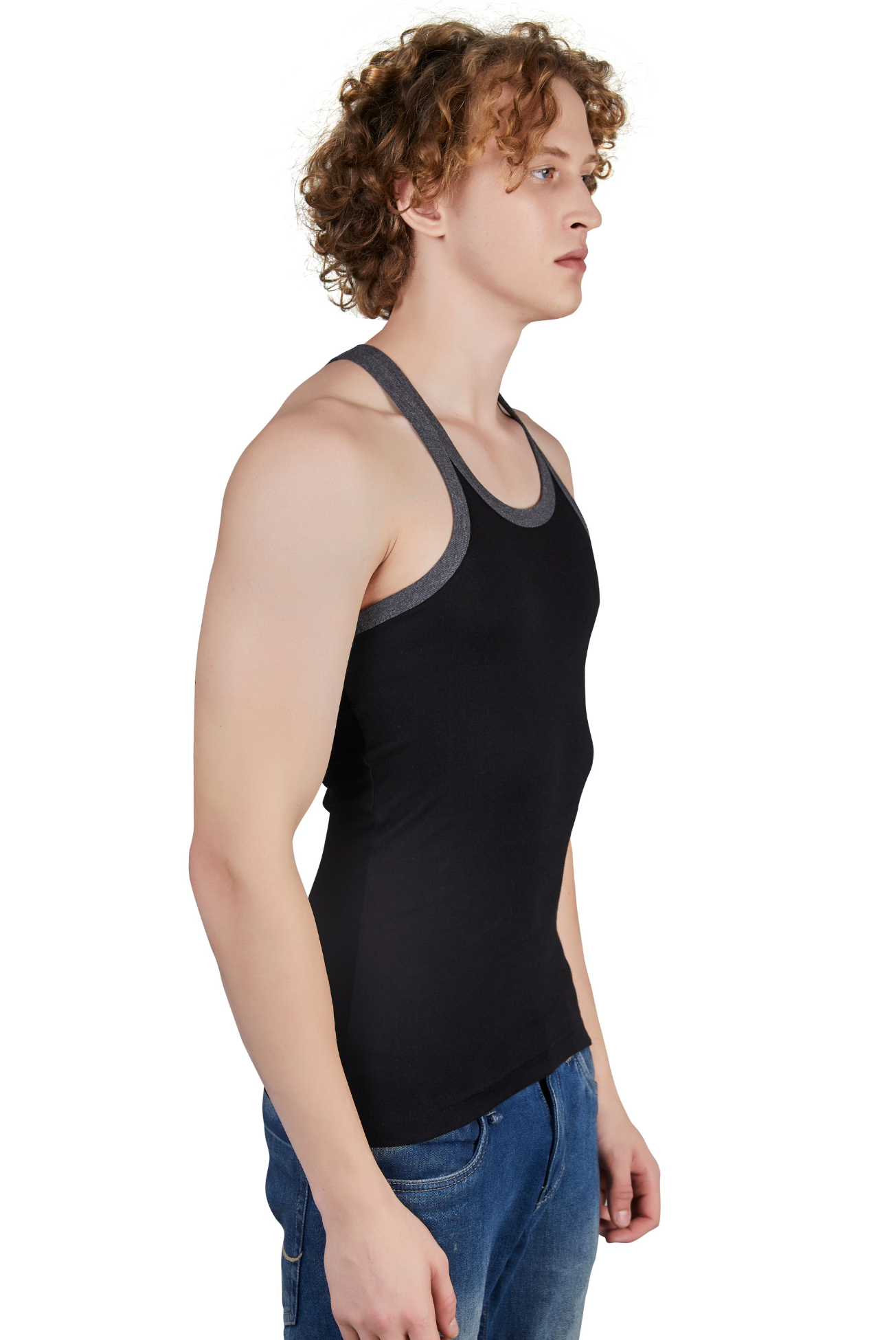 Shera Fitline Pure Cotton Gym wear Black And Red Vest-Combo
