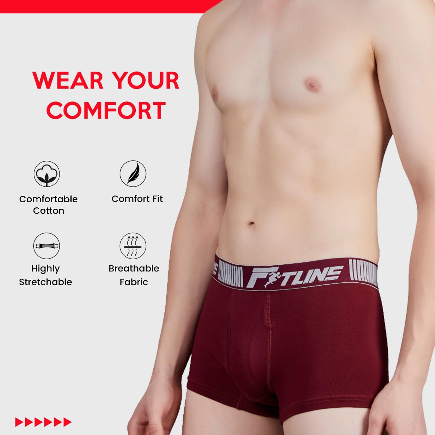 Shera Men's Cotton Lycra Trunks with Airflow Fabric, FitCraft Sizing