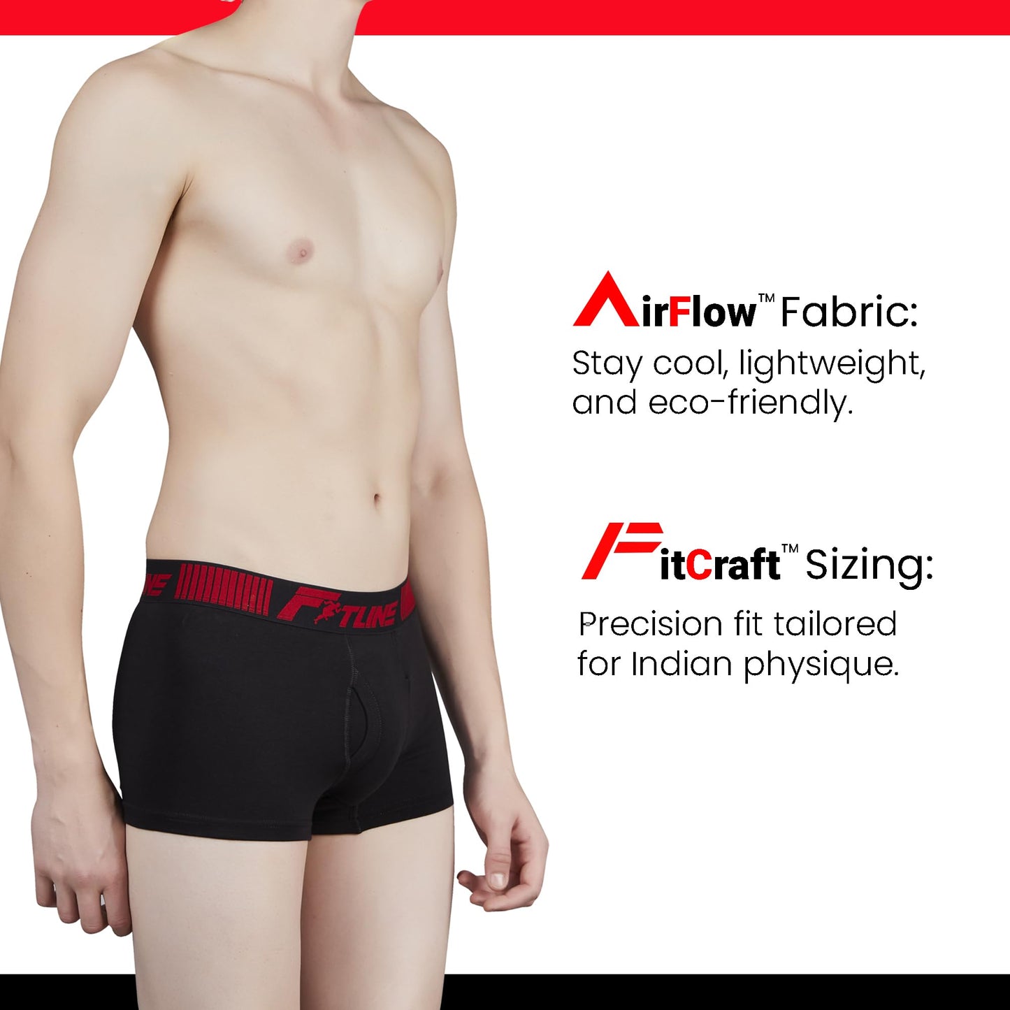 Shera Men's Cotton Lycra Trunks with Airflow Fabric, FitCraft Sizing