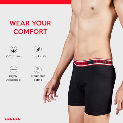 Shera Comate Long Pure Cotton Super Soft & Breathable Solid Long Trunk for Men - Combo