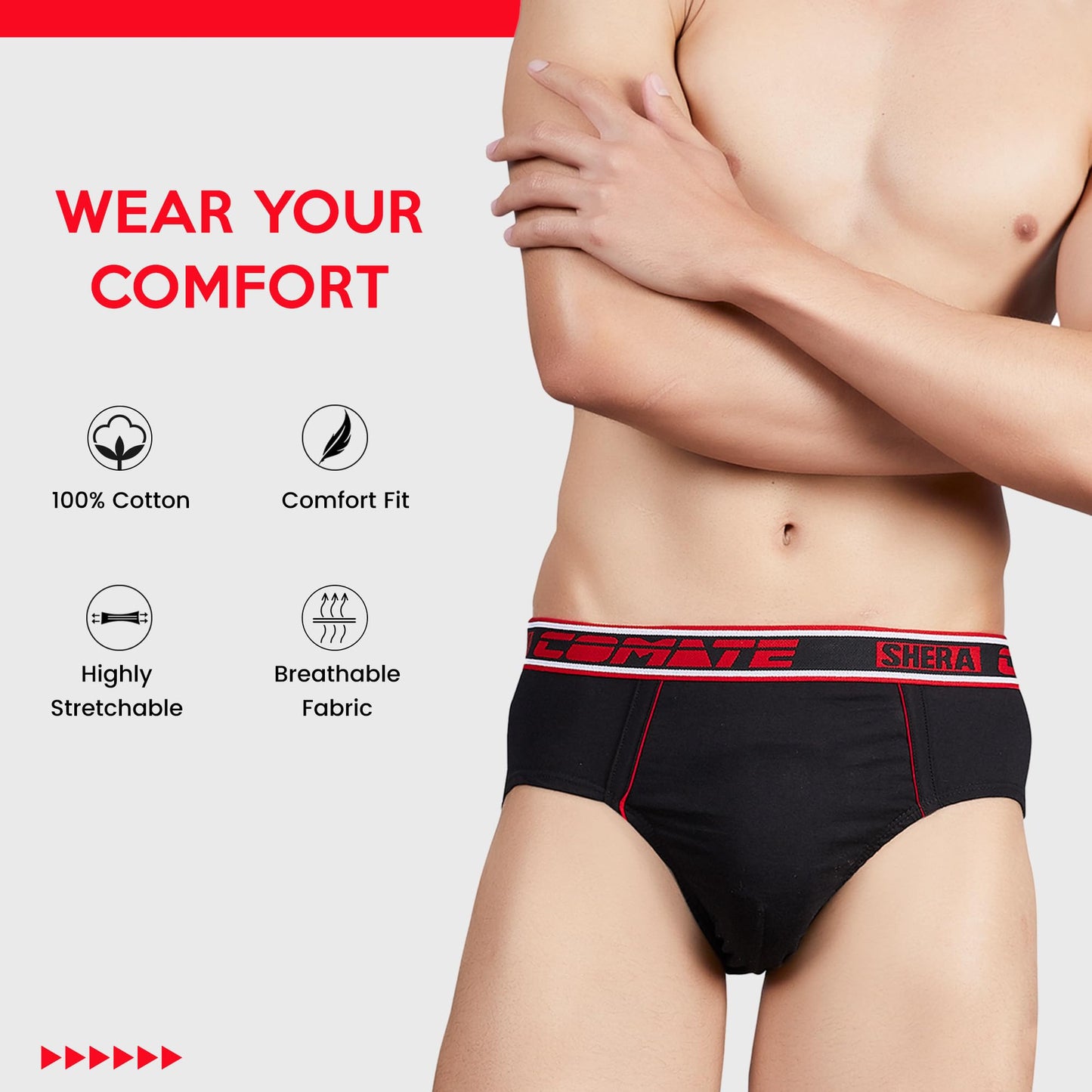 Shera Smart Cut Smart Pure Cotton Super Soft & Breathable Solid Cut Brief - Combo