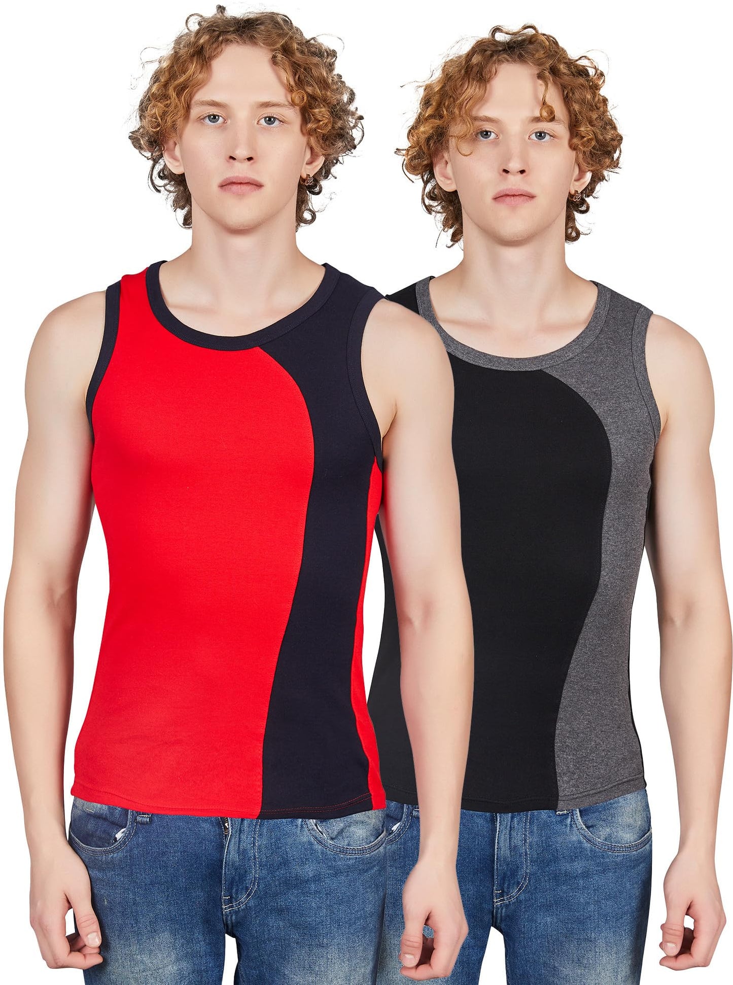 Shera Black and Red Fitline Pure Cotton Gym wear combo Pack of 2