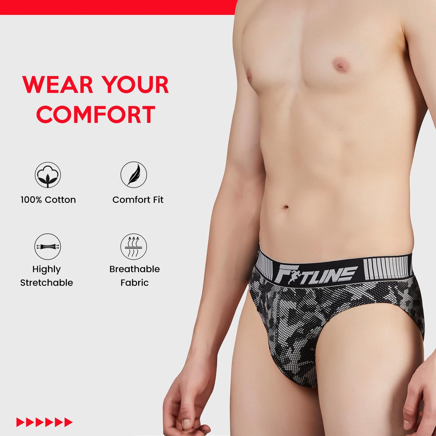 Shera Fitline Pure cotton super soft & breathable Printed Hi cut Briefs
