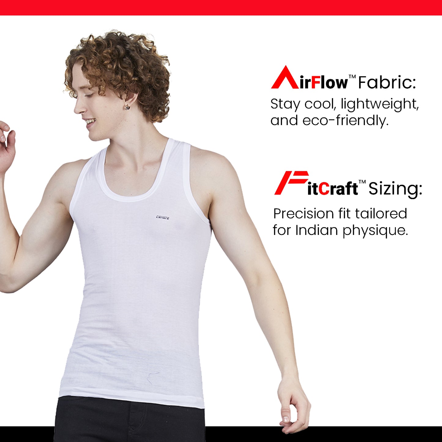 Shera Men's Cotton Half Sleeve Vest - Airflow Fabric, Lightweight and Comfortable