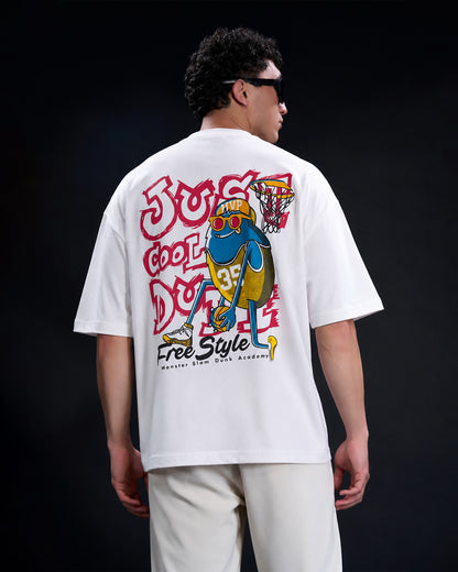Men's "Freestyle" Basketball Oversized T-Shirt – White