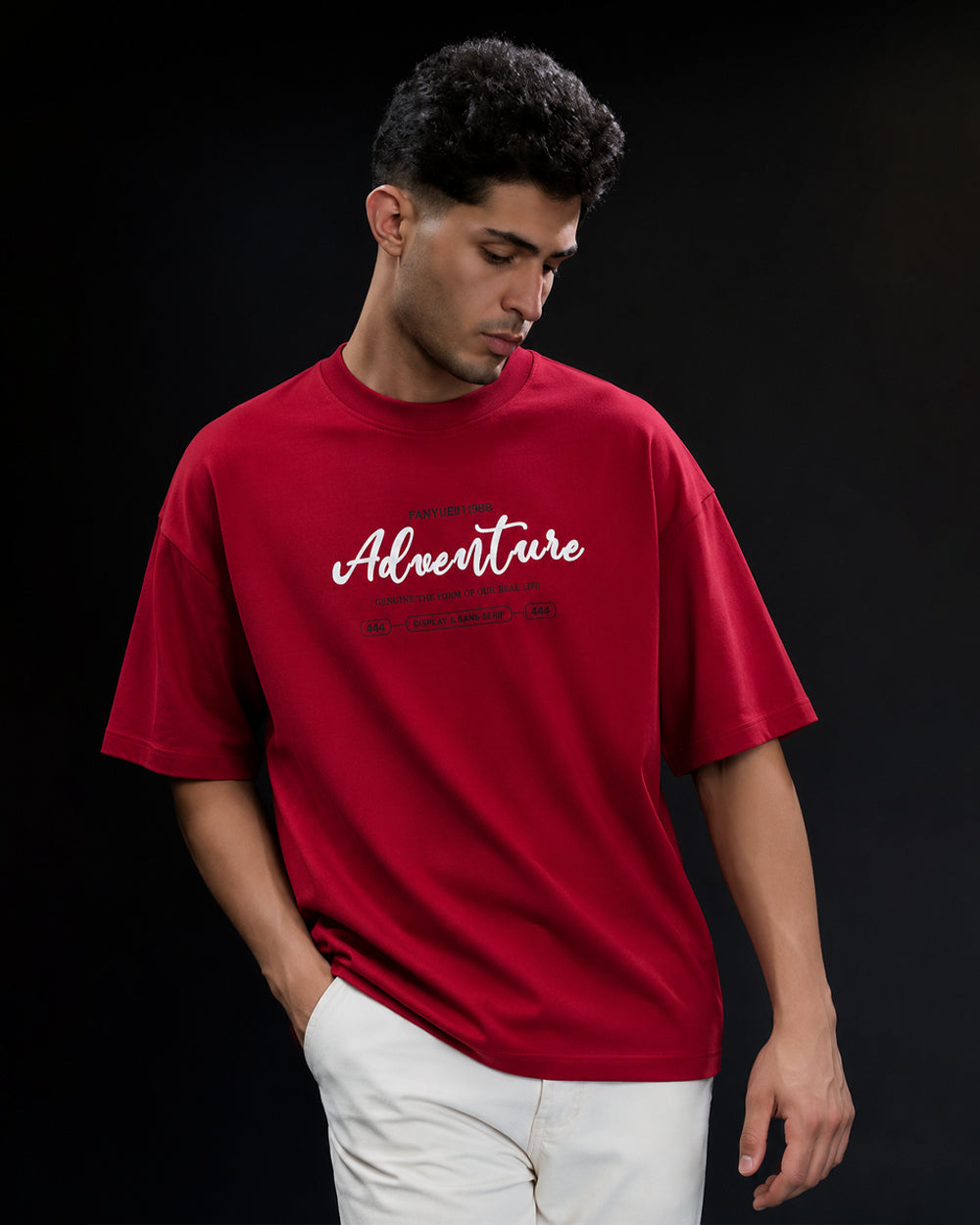 Men's Adventure Graphic Oversized T-Shirt – Red