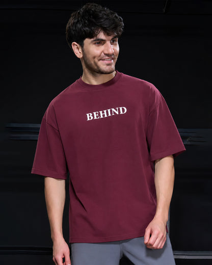 Men's "BEHIND" Oversized T-Shirt – Maroon