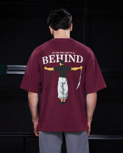 Men's "BEHIND" Oversized T-Shirt – Maroon