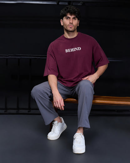 Men's "BEHIND" Oversized T-Shirt – Maroon