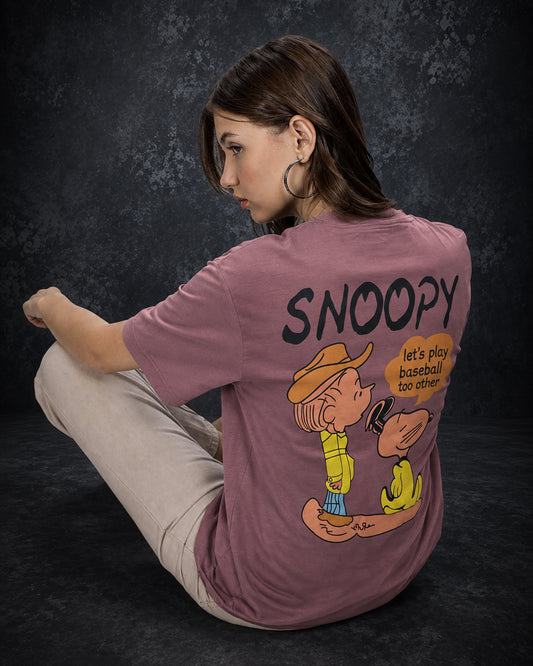 Unisex Snoopy Graphic Oversized T-Shirt – Dusty Rose