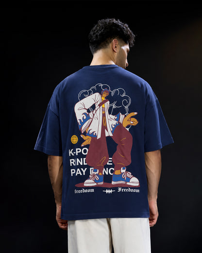 Men's "K-POP" Oversized T-Shirt – Navy Blue