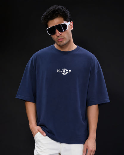 Men's "K-POP" Oversized T-Shirt – Navy Blue