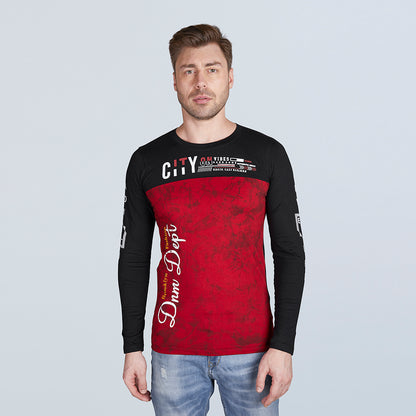 Men's Full Sleeve Stylish Black & Red Designer T-Shirt