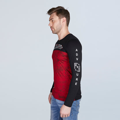 Men's Full Sleeve Stylish Black & Red Designer T-Shirt