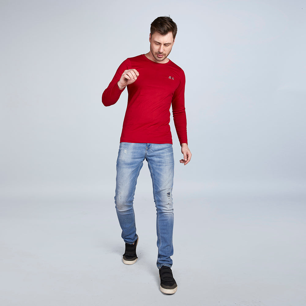 ERA Solid Men's Full Sleeve Round Neck T-Shirt