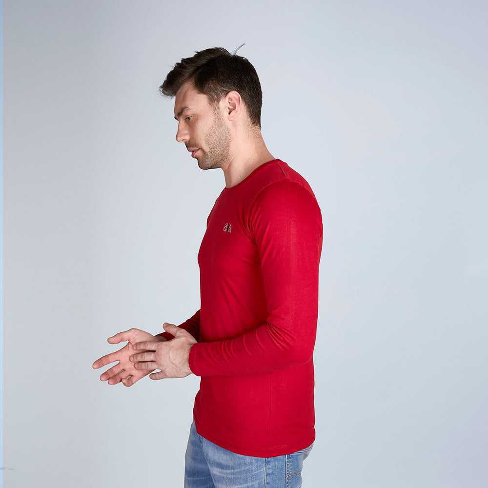 Men's Full Sleeve Solid Round Neck T-Shirt