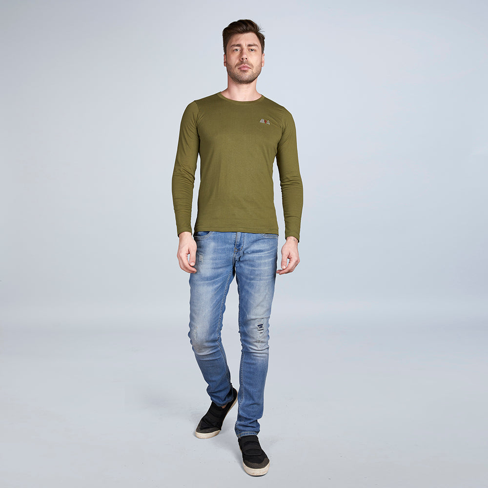 ERA Solid Men's Full Sleeve Round Neck T-Shirt