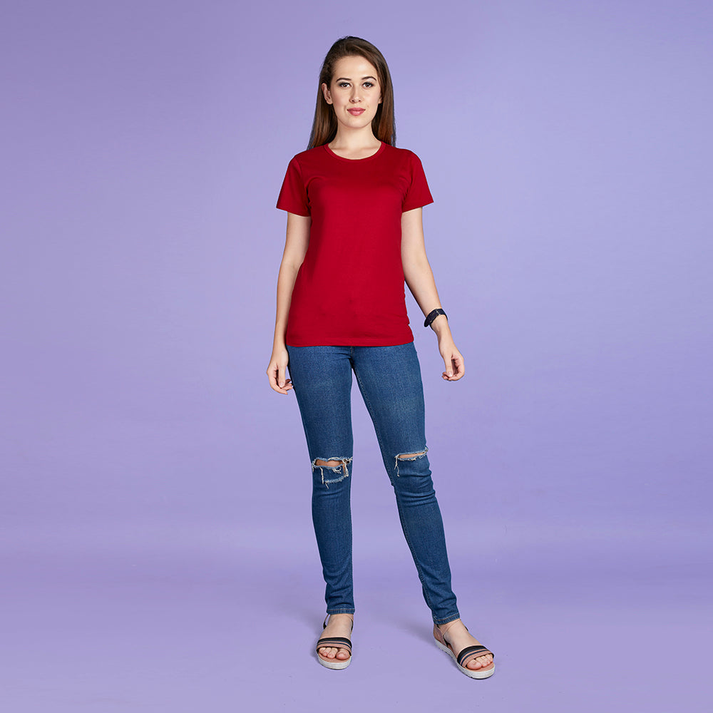 Women's Full Sleeve Round Neck Plain T-Shirt