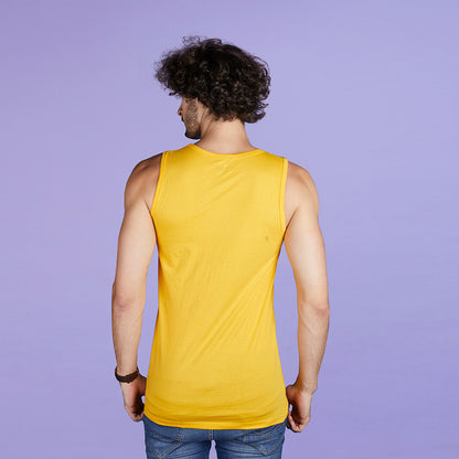 Men's Yellow Typography Designer Printed Vest