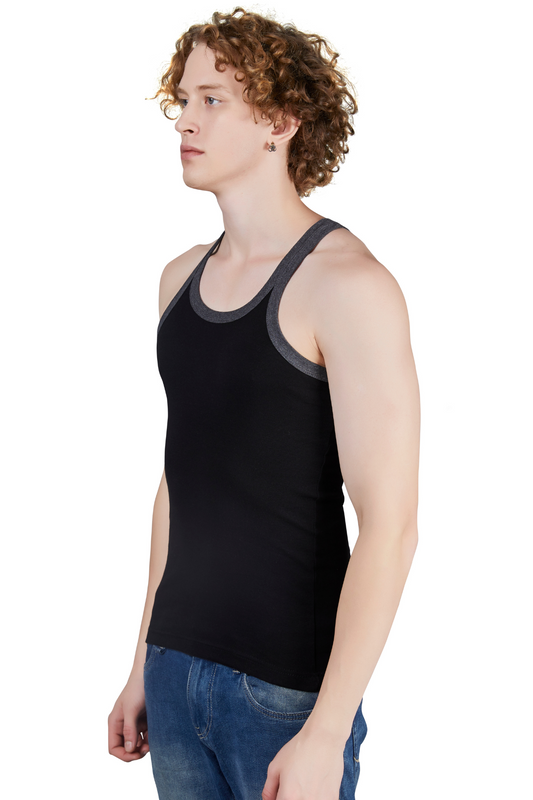 Shera Fitline Pure Cotton Gym wear Black And Red Vest