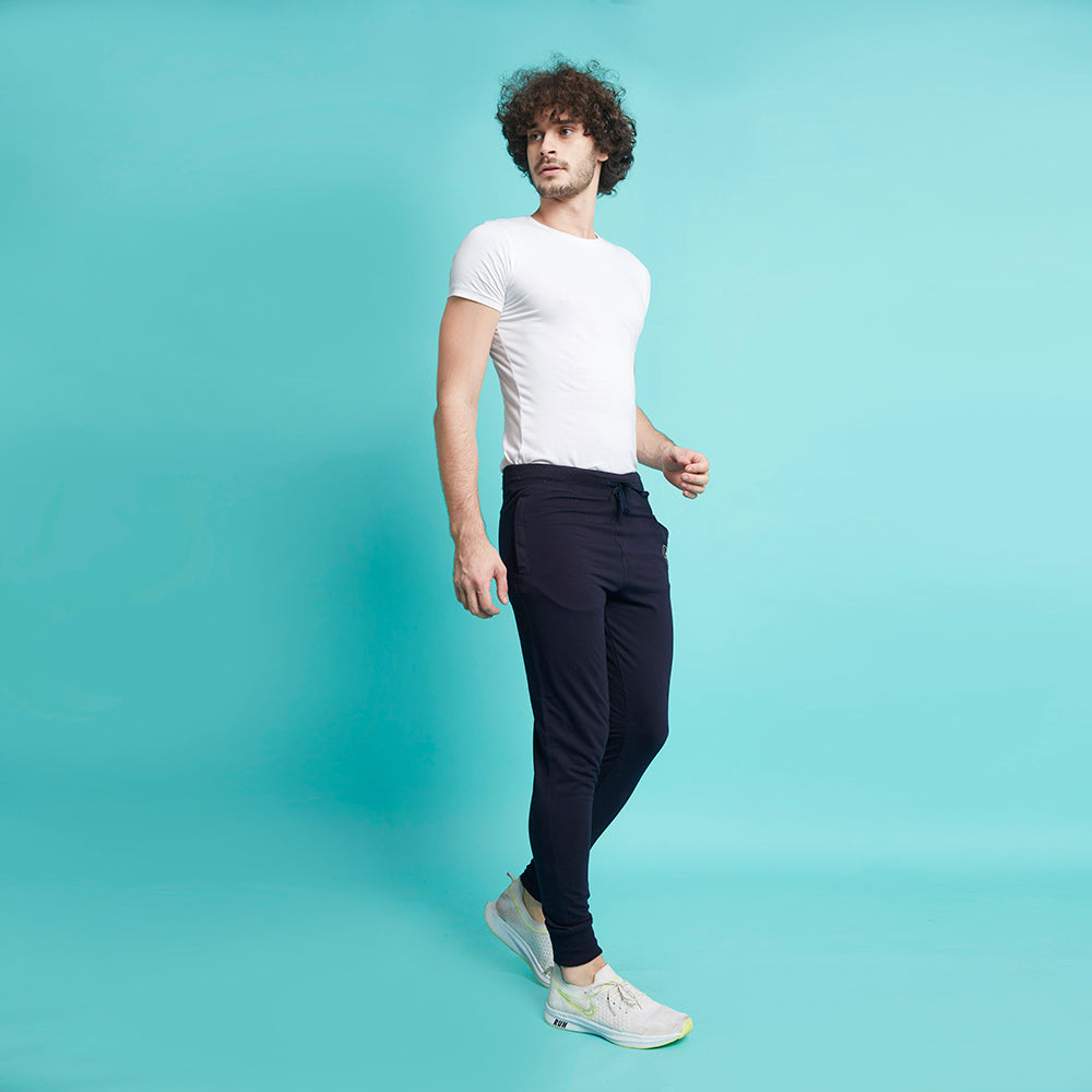 Enjoy Men's Stretchable Cotton Track Pants (Navy Blue)