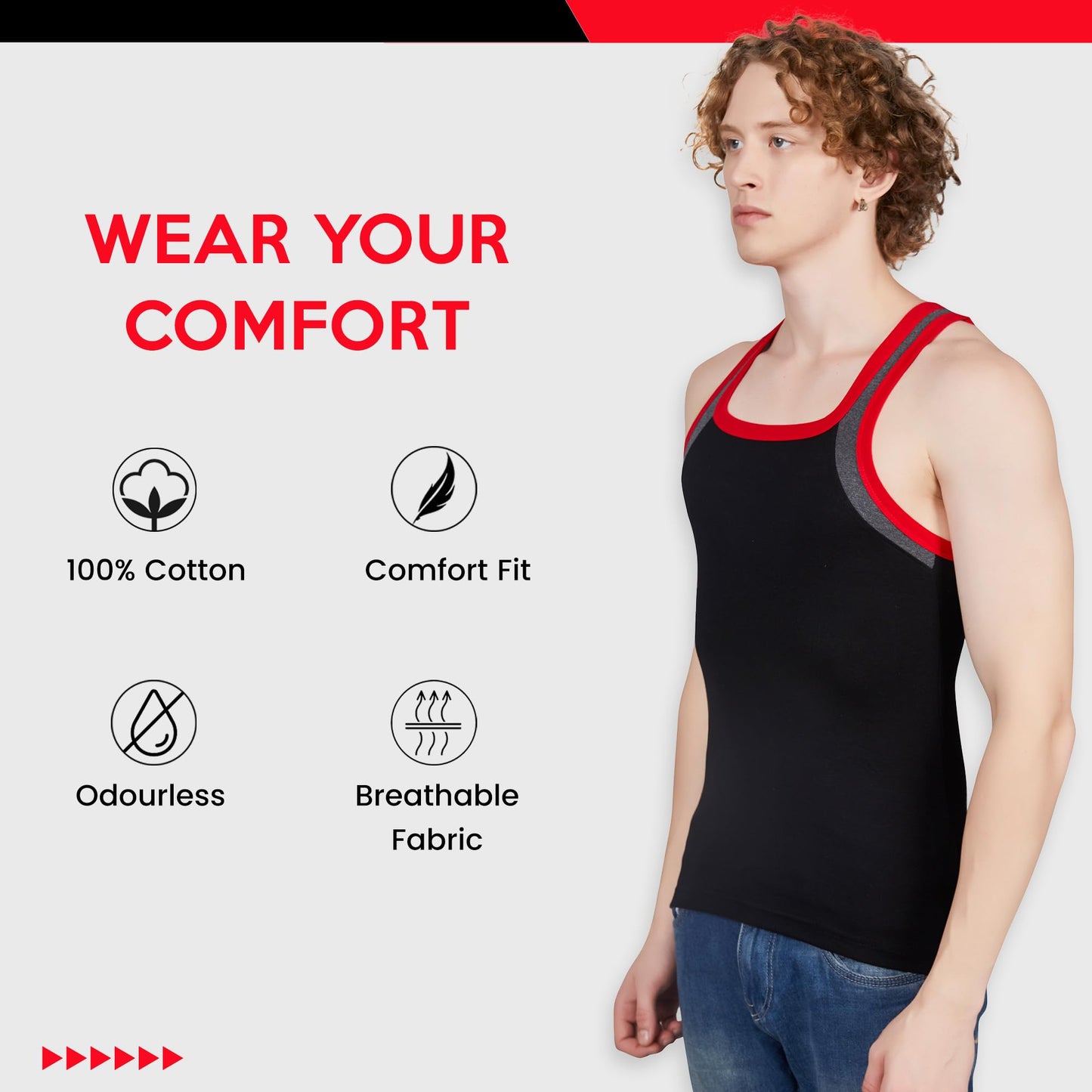 Shera Fitline Pure Cotton Gym wear Vest - Combo Pack