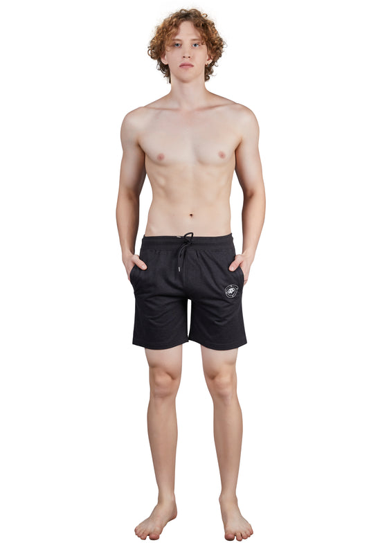 Enjoy Men's Cotton Shorts with Back Pocket (Black Melange)